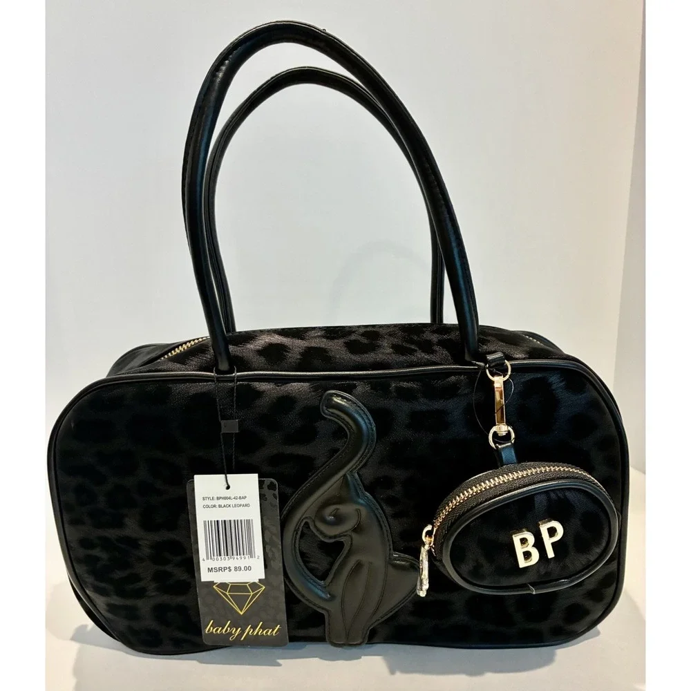 BABY PHAT~ Black Leopard Print Satchel Bag With Coin Purse~ NWT
